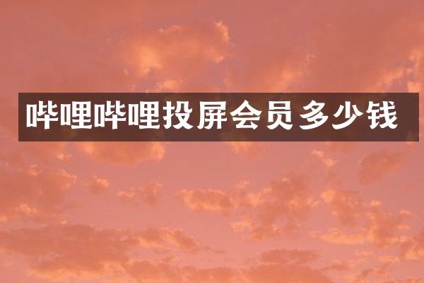 哔哩哔哩投屏会员多少钱