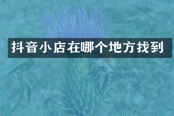 抖音小店在哪个地方找到