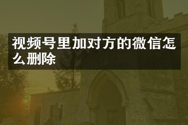 视频号里加对方的微信怎么删除