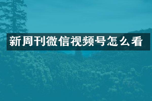 新周刊微信视频号怎么看
