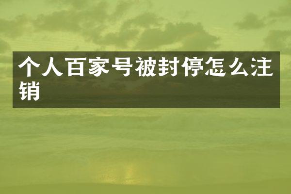 个人百家号被封停怎么注销