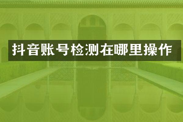 抖音账号检测在哪里操作