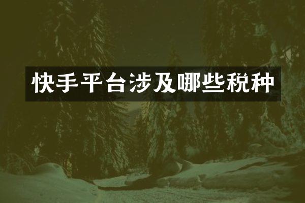 快手平台涉及哪些税种