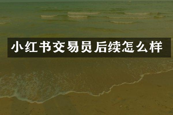 小红书交易员后续怎么样
