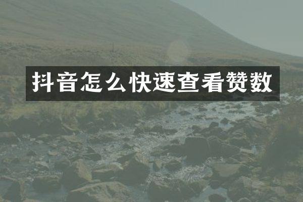 抖音怎么快速查看赞数