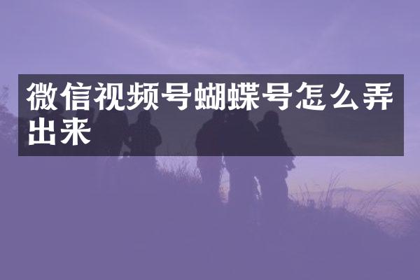 微信视频号蝴蝶号怎么弄出来