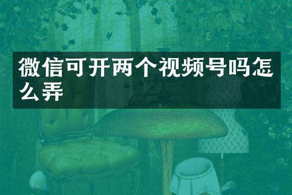 微信可开两个视频号吗怎么弄