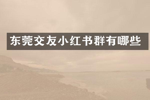 东莞交友小红书群有哪些