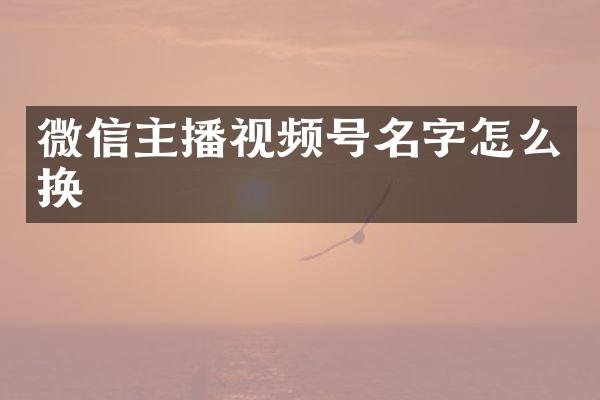 微信主播视频号名字怎么换