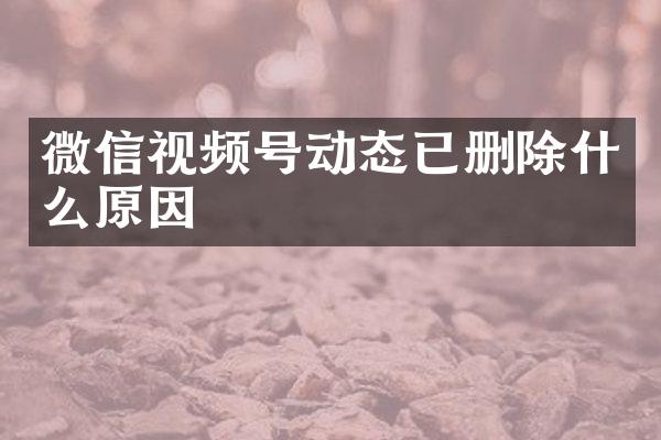 微信视频号动态已删除什么原因