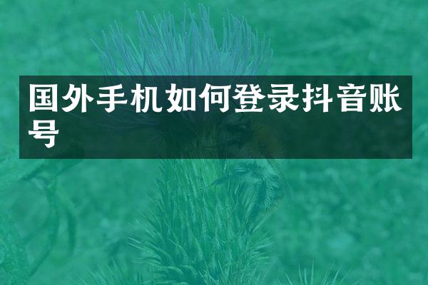 国外手机如何登录抖音账号