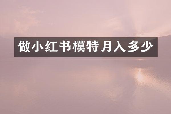 做小红书模特月入多少