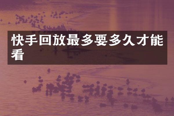 快手回放最多要多久才能看