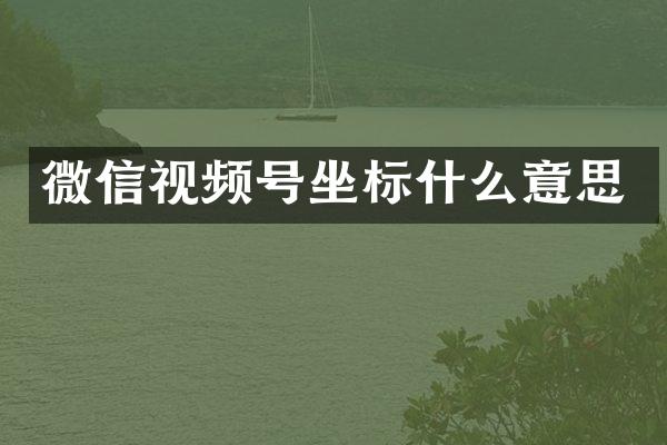 微信视频号坐标什么意思