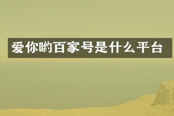 爱你哟百家号是什么平台