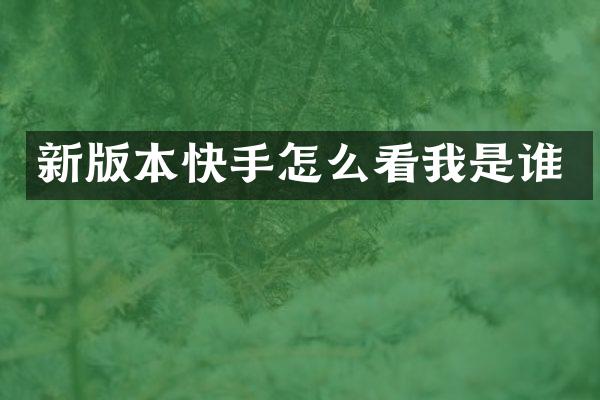 新版本快手怎么看我是谁