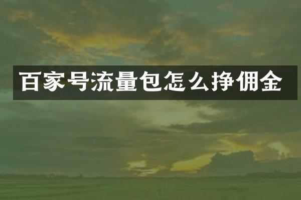 百家号流量包怎么挣佣金