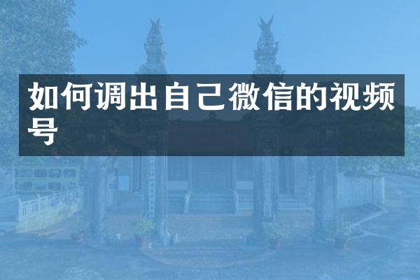 如何调出自己微信的视频号