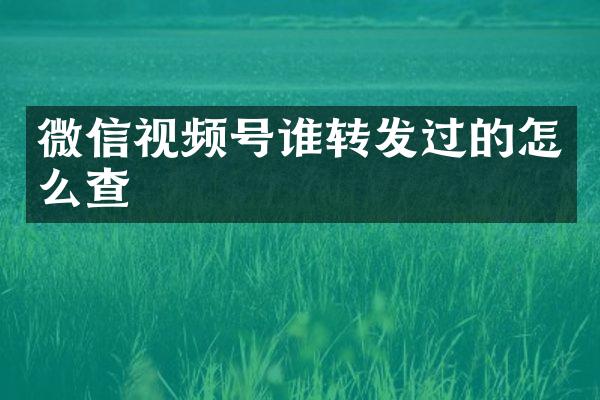 微信视频号谁转发过的怎么查
