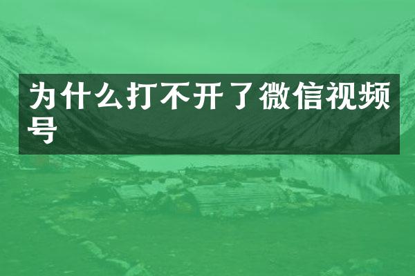 为什么打不开了微信视频号