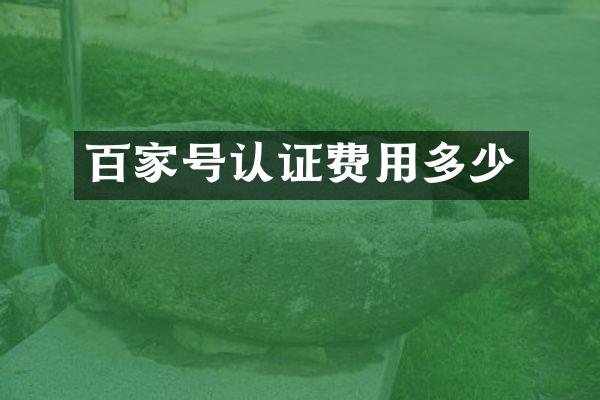 百家号认证费用多少