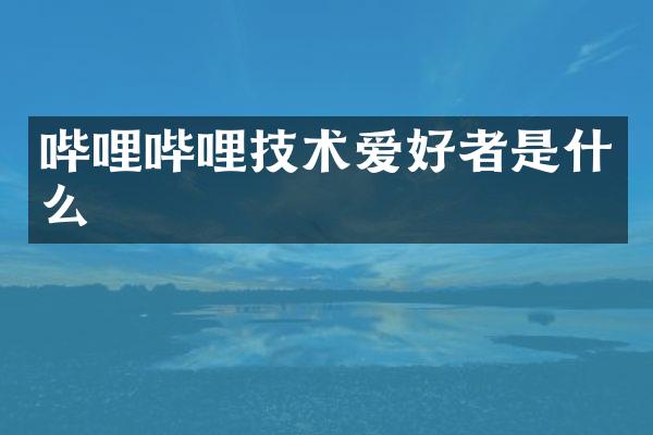 哔哩哔哩技术爱好者是什么