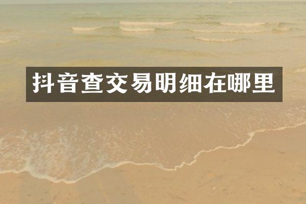 抖音查交易明细在哪里