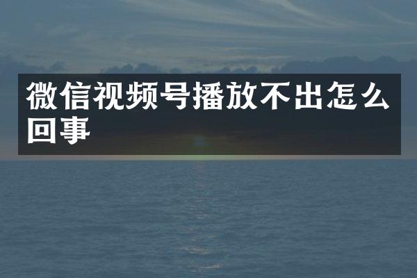 微信视频号播放不出怎么回事