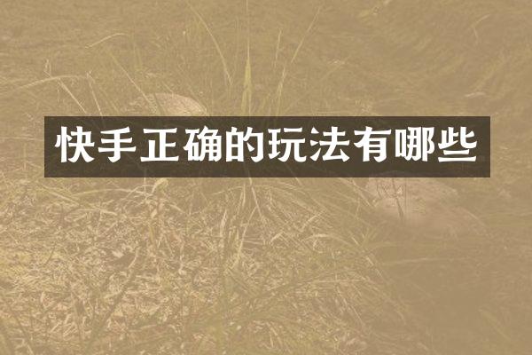 快手正确的玩法有哪些