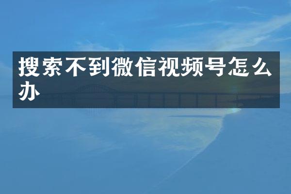 搜索不到微信视频号怎么办