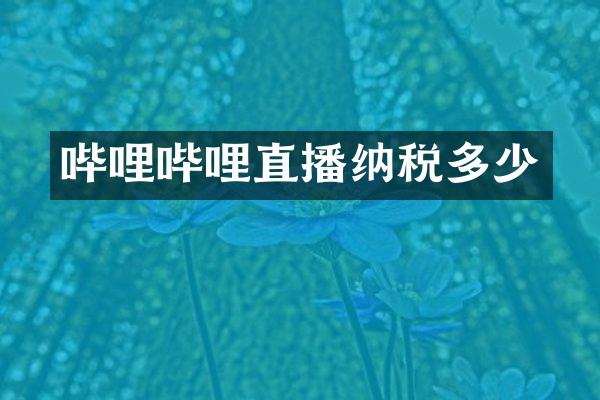 哔哩哔哩直播纳税多少