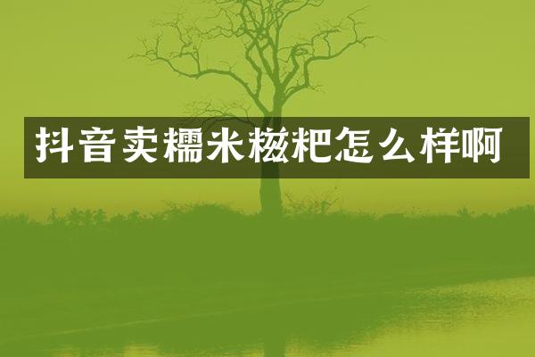 抖音卖糯米糍粑怎么样啊