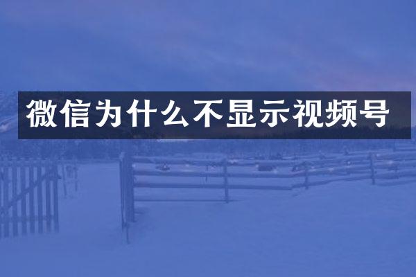 微信为什么不显示视频号