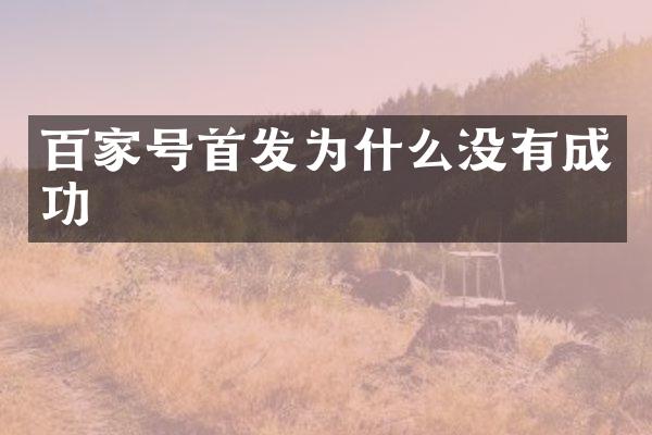 百家号首发为什么没有成功