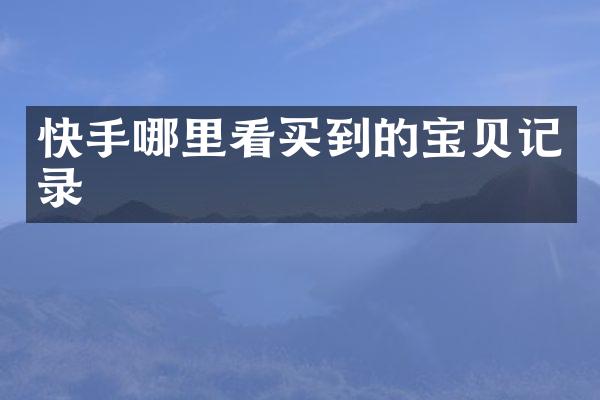 快手哪里看买到的宝贝记录