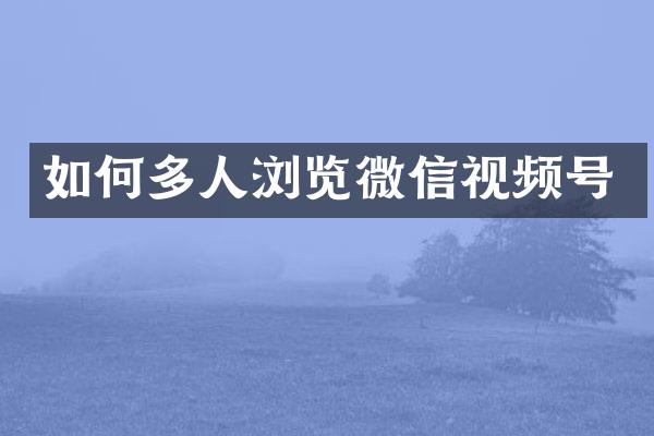 如何多人浏览微信视频号