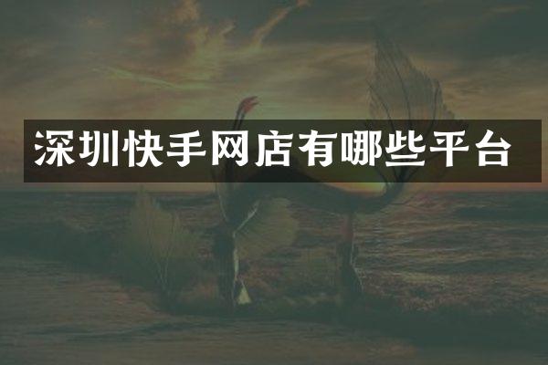 深圳快手网店有哪些平台