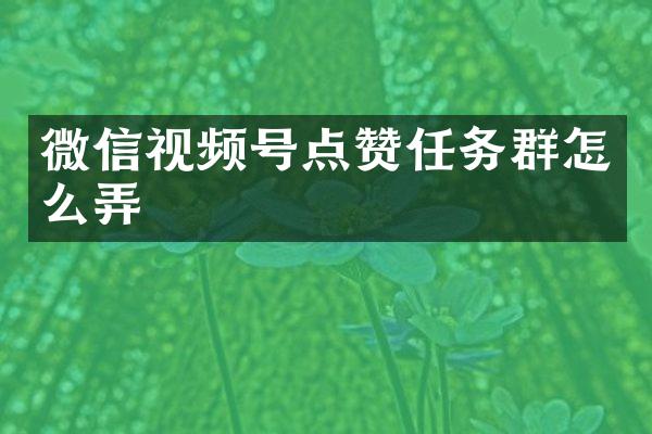 微信视频号点赞任务群怎么弄