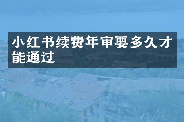 小红书续费年审要多久才能通过