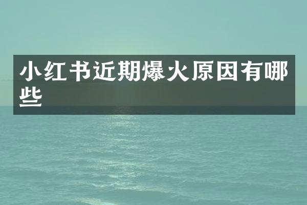 小红书近期爆火原因有哪些