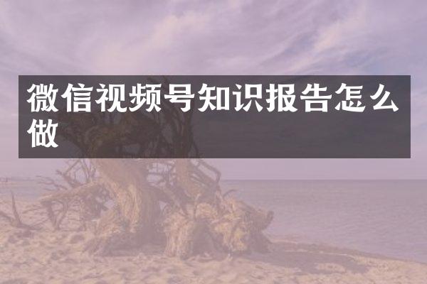 微信视频号知识报告怎么做