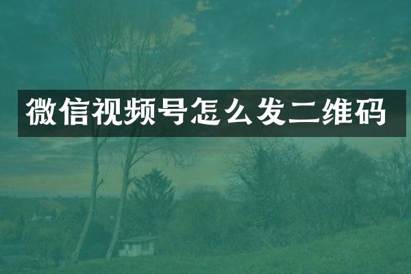 微信视频号怎么发二维码