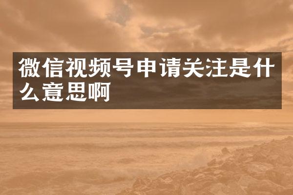 微信视频号申请关注是什么意思啊