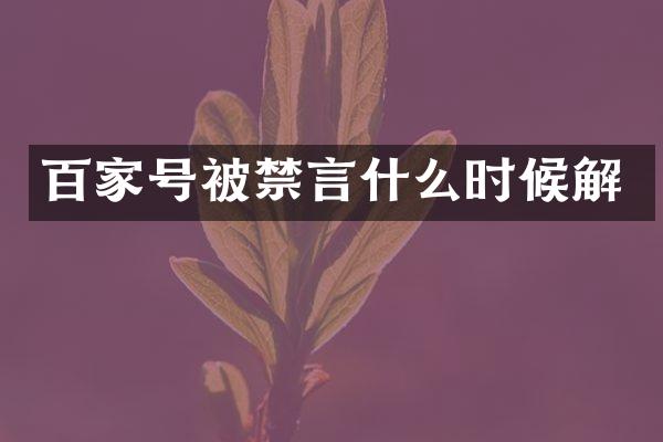 百家号被禁言什么时候解