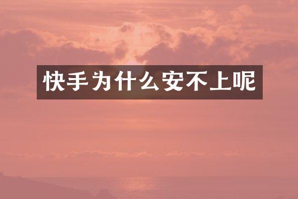 快手为什么安不上呢