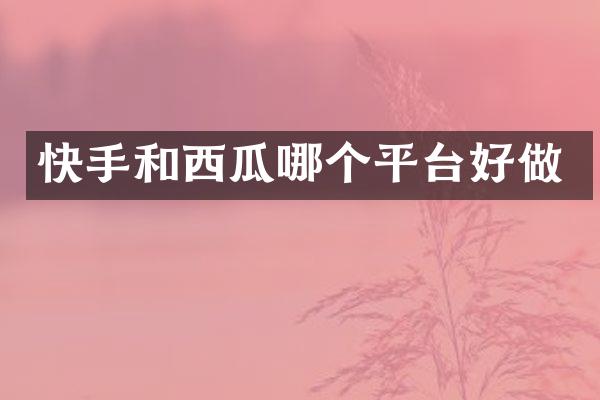 快手和西瓜哪个平台好做