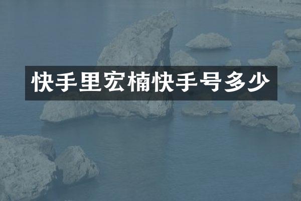快手里宏楠快手号多少