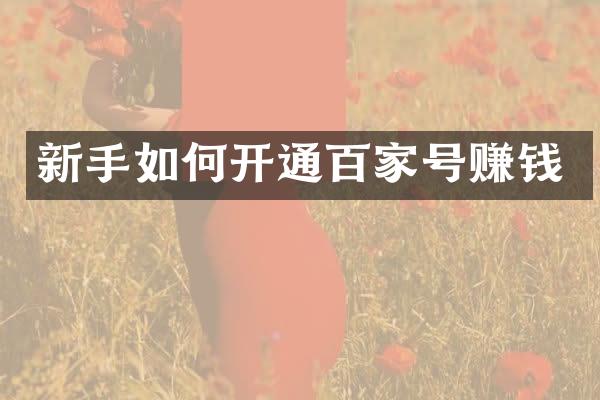 新手如何开通百家号赚钱
