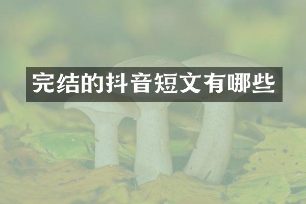 完结的抖音短文有哪些