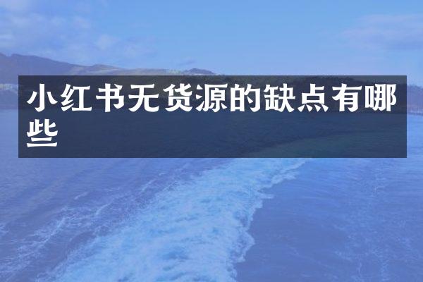 小红书无货源的缺点有哪些